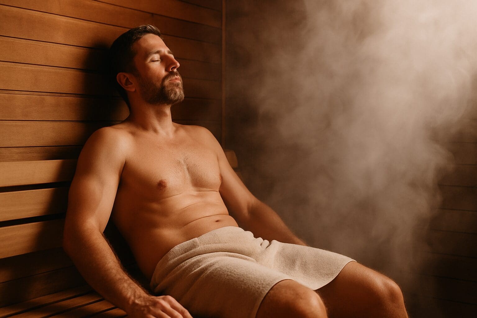 image of a man in a sauna for heart health