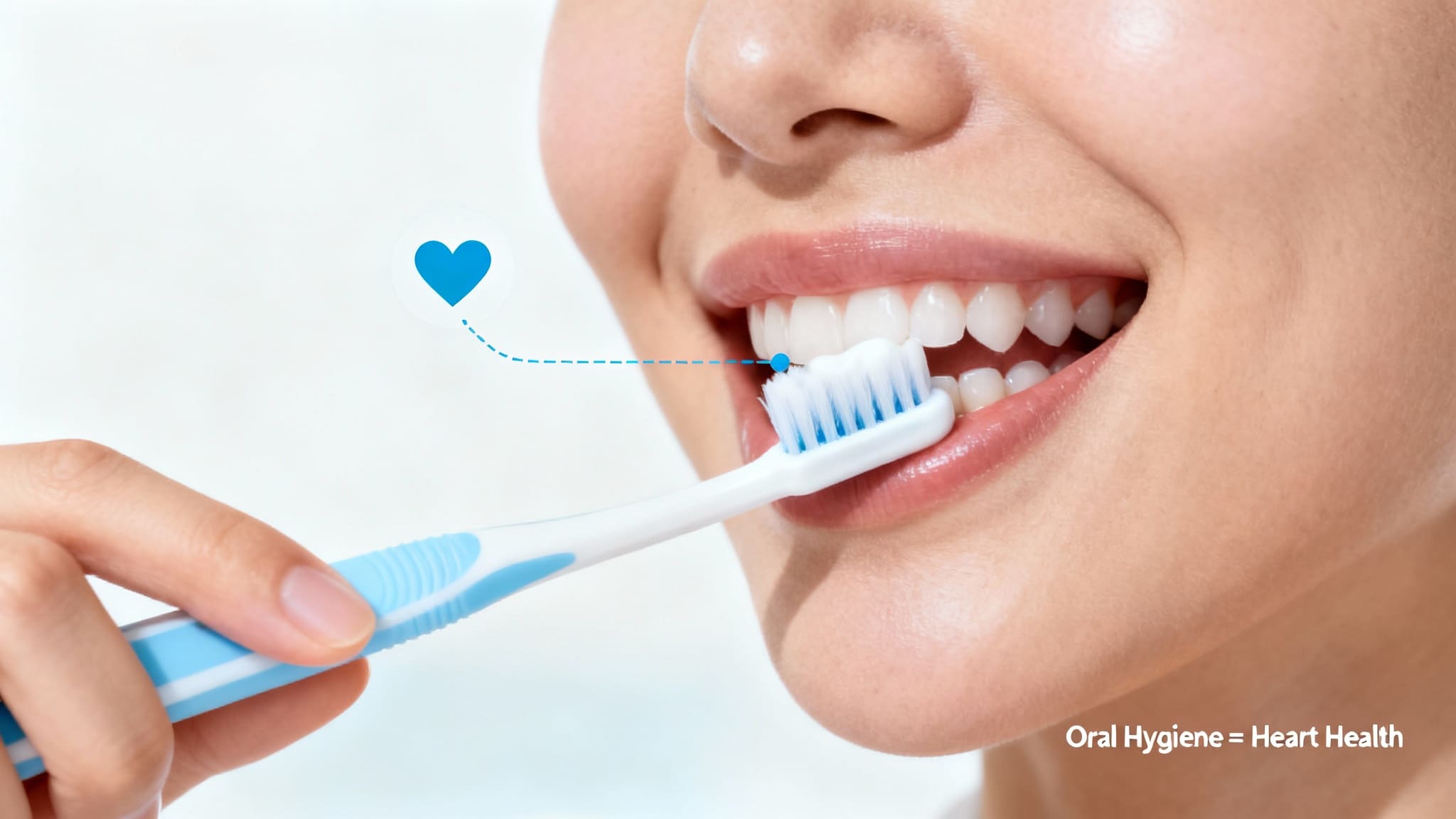 A person brushing teeth with careful technique, highlighting the link between oral hygiene and heart health
