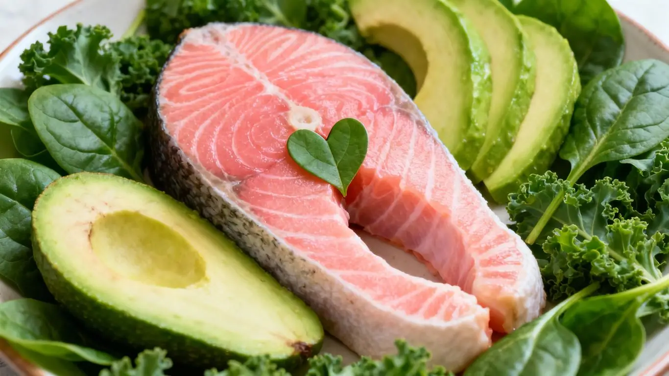 Omega-3 rich fish and heart-healthy foods.