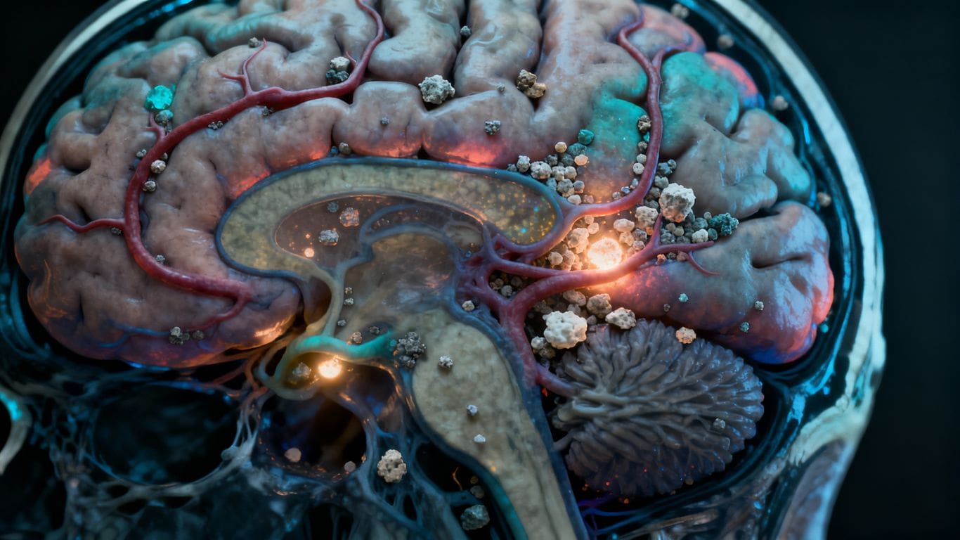 Brain scan showing stroke recovery and mineral levels.