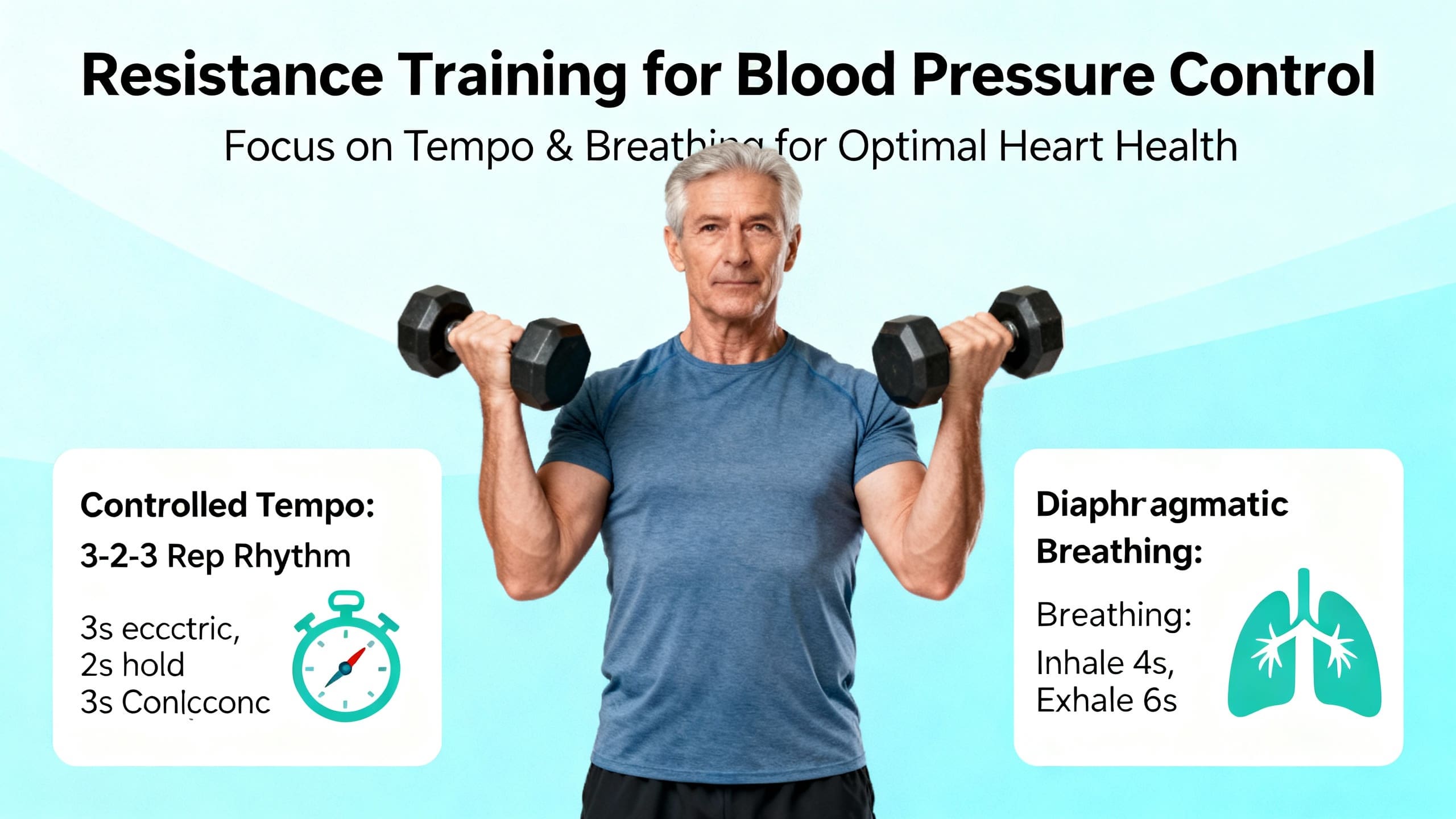Resistance training for blood pressure control with focus on tempo and breathing for optimal heart health